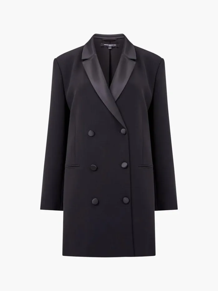 French Connection Dresses Azra Carey Satin Collar Mini Blazer Dress Black 8211 Woman