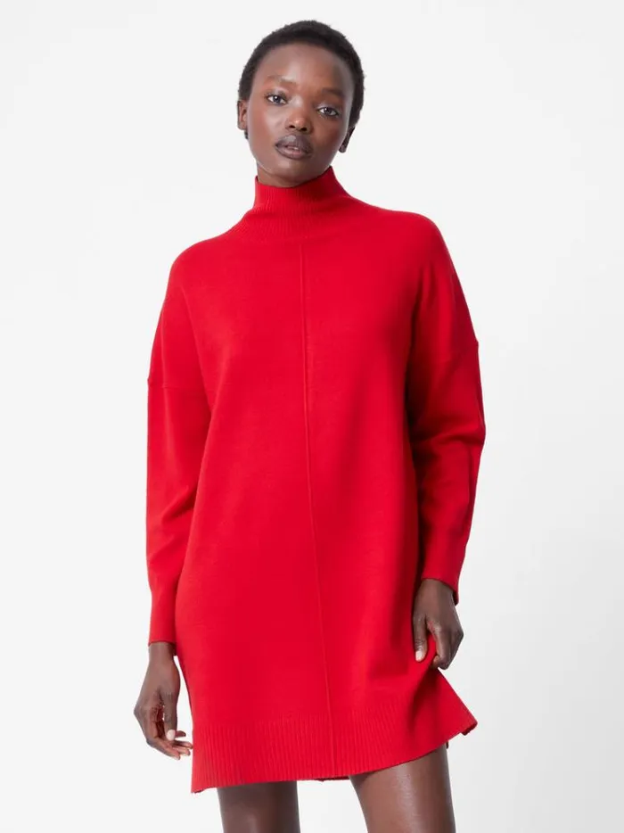 French Connection Dresses Babysoft Roll Neck Seam Mini Dress Red 8211 Woman
