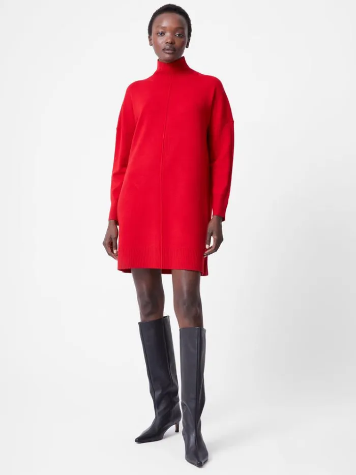 French Connection Dresses Babysoft Roll Neck Seam Mini Dress Red 8211 Woman