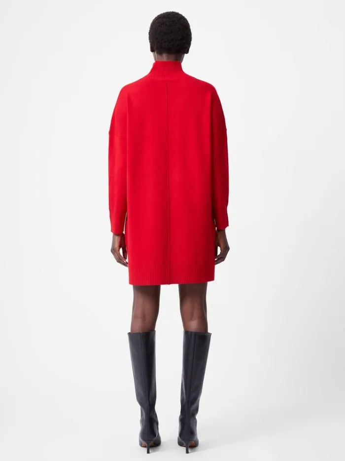 French Connection Dresses Babysoft Roll Neck Seam Mini Dress Red 8211 Woman