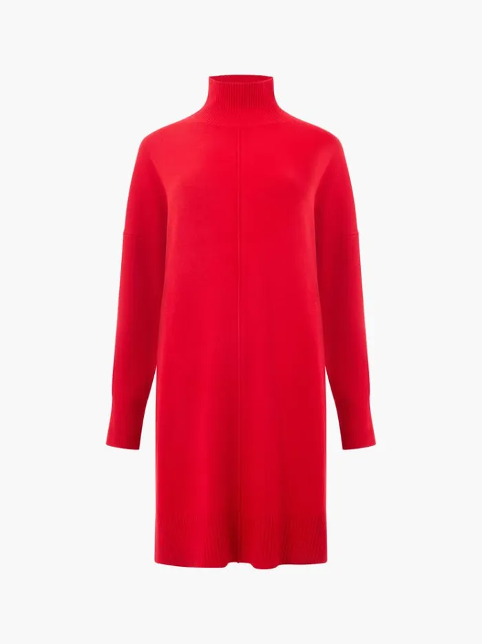 French Connection Dresses Babysoft Roll Neck Seam Mini Dress Red 8211 Woman