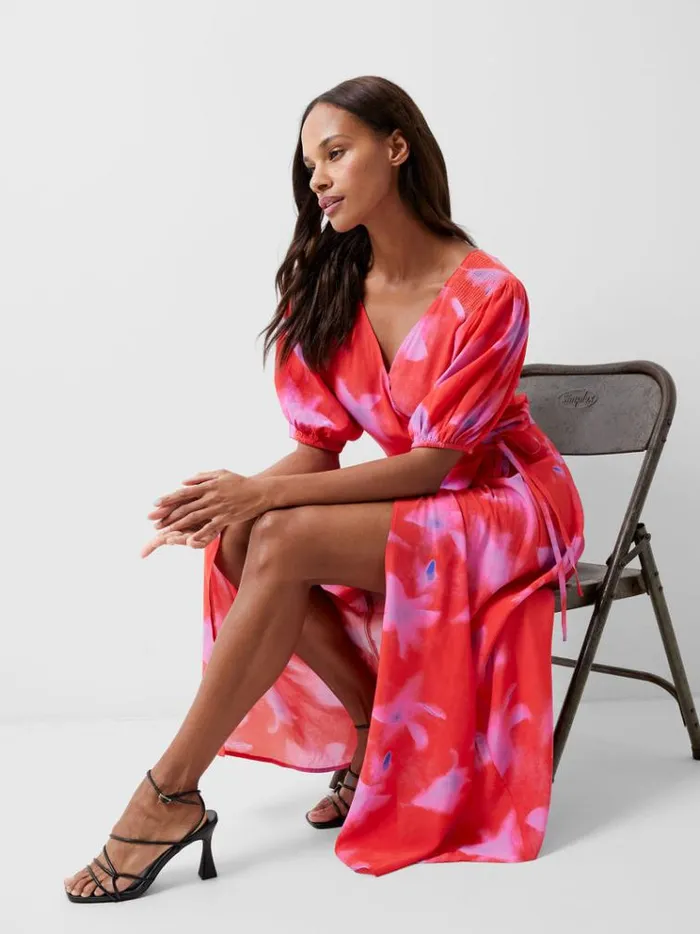 French Connection Dresses Christy Eco Delphine Maxi Dress Raspberry Soraurora 8211 Woman