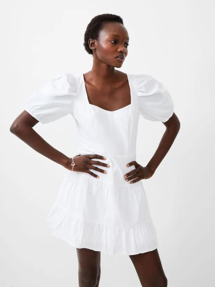 French Connection Dresses Cotton Sweetheart Mini Dress Summer White 8211 Woman