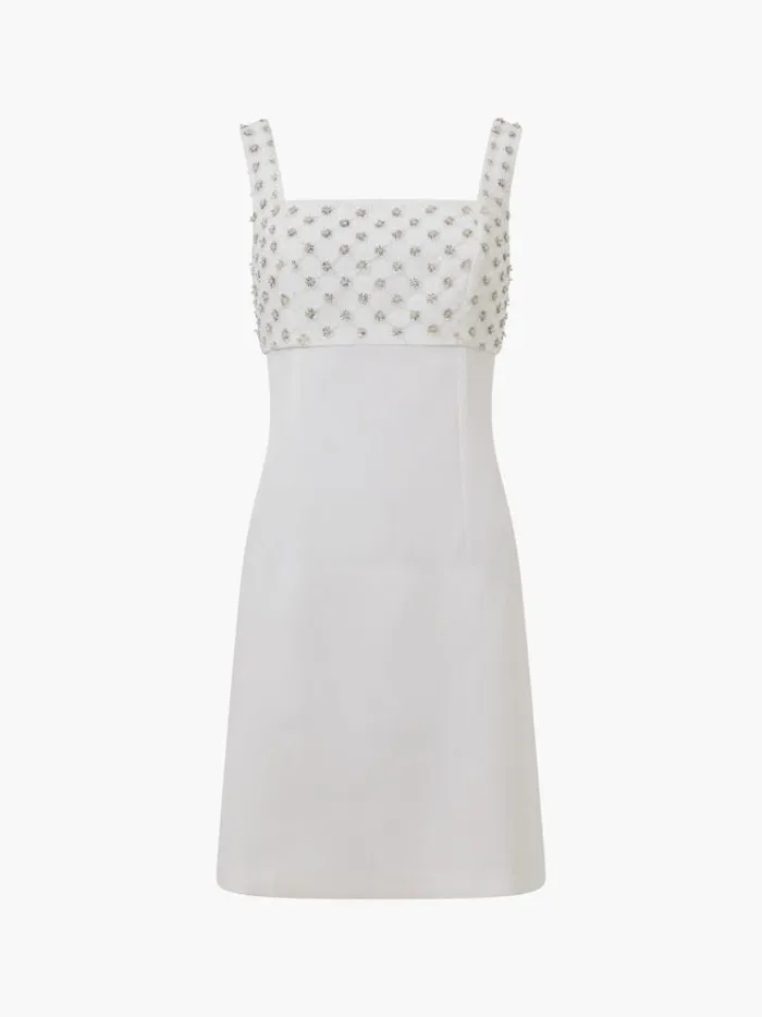 French Connection Dresses Embroidered Darcy Crepe Mini Dress Summer White 8211 Woman