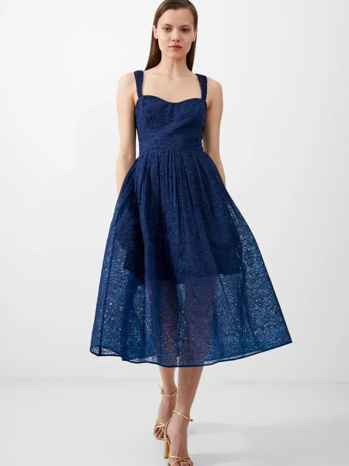 French Connection Dresses Embroidered Lace Strappy Dress Midnight Blue 8211 Woman French Connection Dresses Embroidered Lace Strappy Dress Midnight Blue 8211 Woman