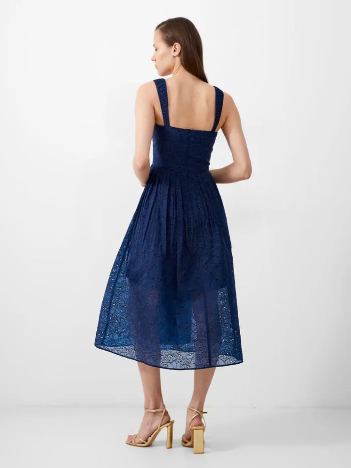 French Connection Dresses Embroidered Lace Strappy Dress Midnight Blue 8211 Woman