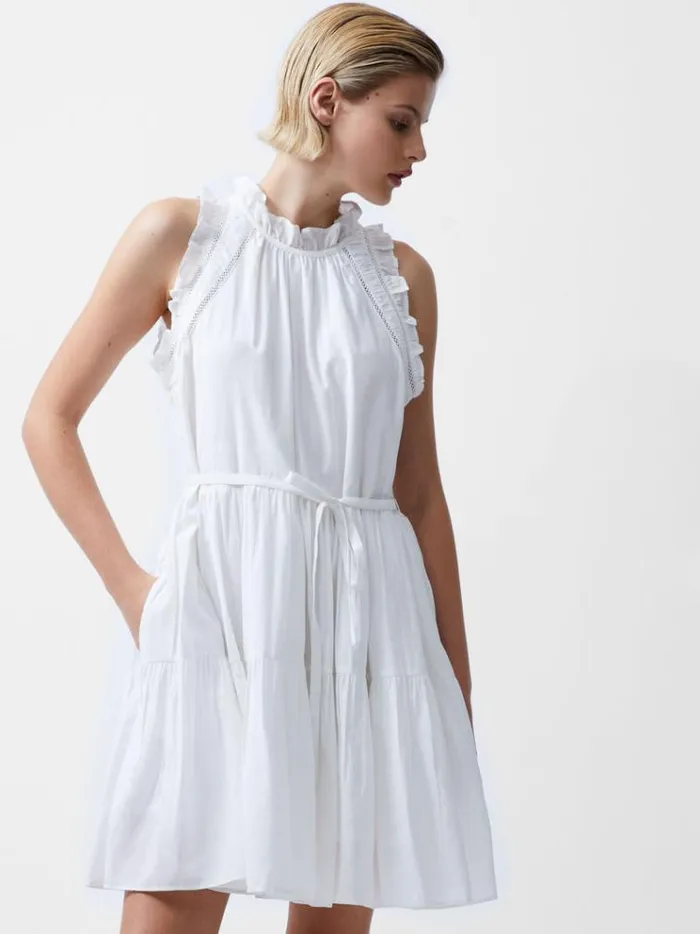 French Connection Dresses Emily Tiered Flared Mini Dress Summer White 8211 Woman French Connection Dresses Emily Tiered Flared Mini Dress Summer White 8211 Woman