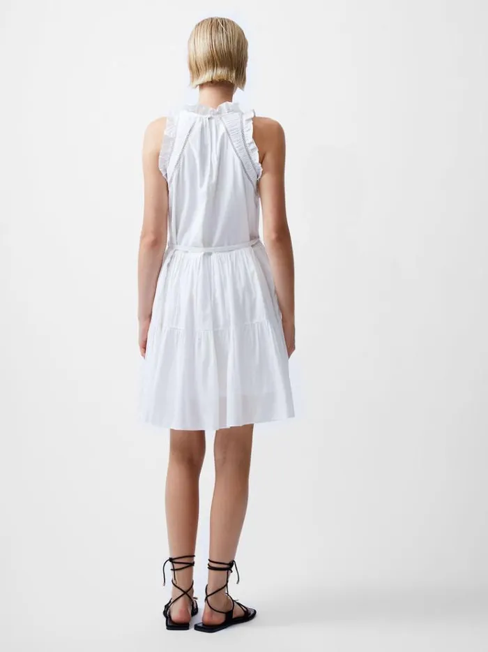 French Connection Dresses Emily Tiered Flared Mini Dress Summer White 8211 Woman