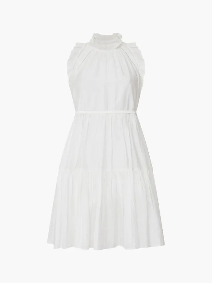 French Connection Dresses Emily Tiered Flared Mini Dress Summer White 8211 Woman