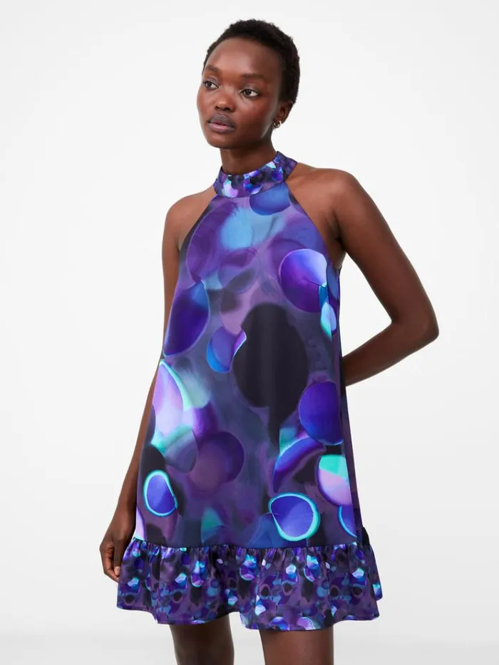 French Connection Dresses Eva Harlow Recycled Satin Swing Mini Dress Cobalt Violet Multi 8211 Woman