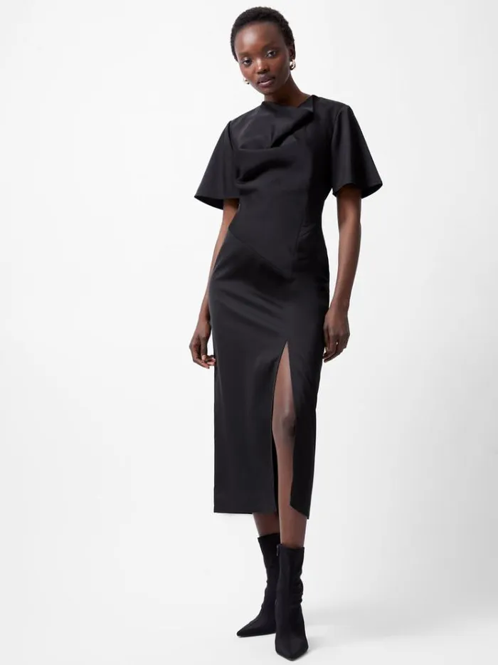 French Connection Dresses Fenix Satin Dress Blackout 8211 Woman