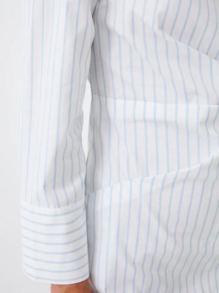French Connection Dresses Isabelle Striped Poplin Shirt Dress Linen Whitecashmere 8211 Woman