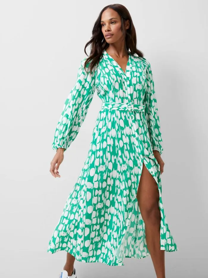 French Connection Dresses Islanna Crepe Belted Dress Jelly Beanwhite 8211 Woman French Connection Dresses Islanna Crepe Belted Dress Jelly Beanwhite 8211 Woman