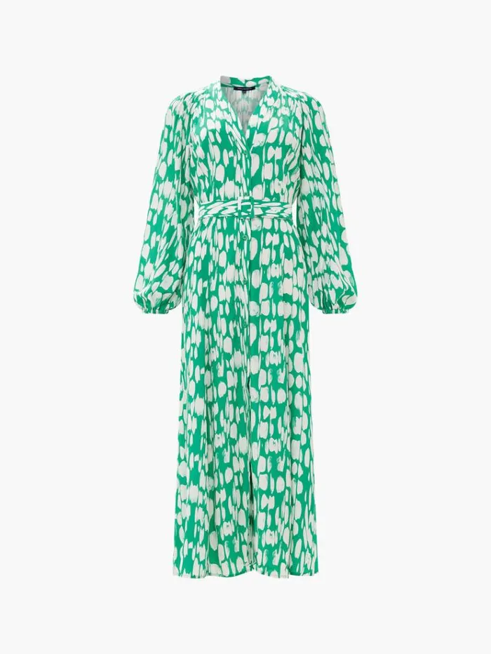 French Connection Dresses Islanna Crepe Belted Dress Jelly Beanwhite 8211 Woman