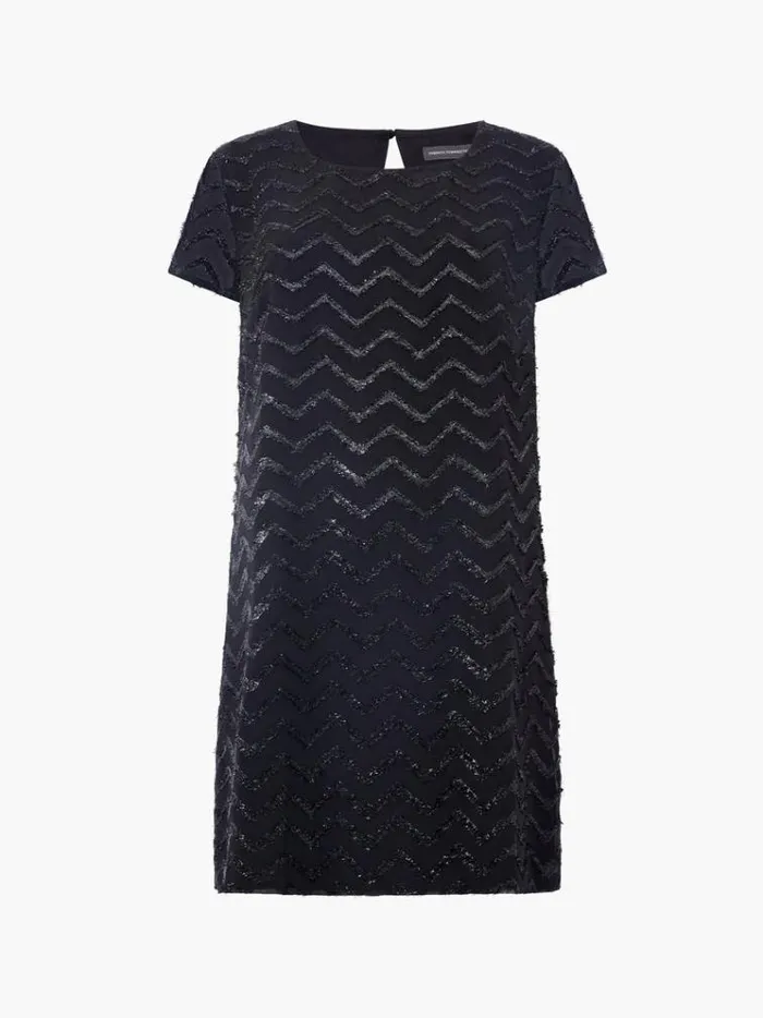 French Connection Dresses Lurex Georgette Mini Shift Dress Black 8211 Woman