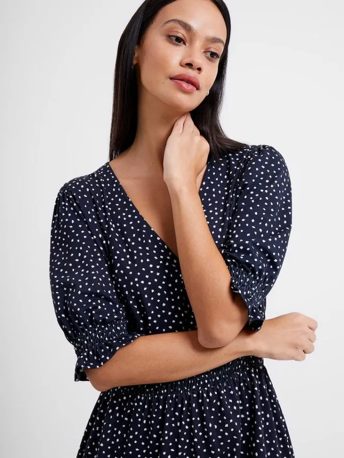 French Connection Dresses Meadow Dea 34 Sleeve Mini Dress Marine 8211 Woman