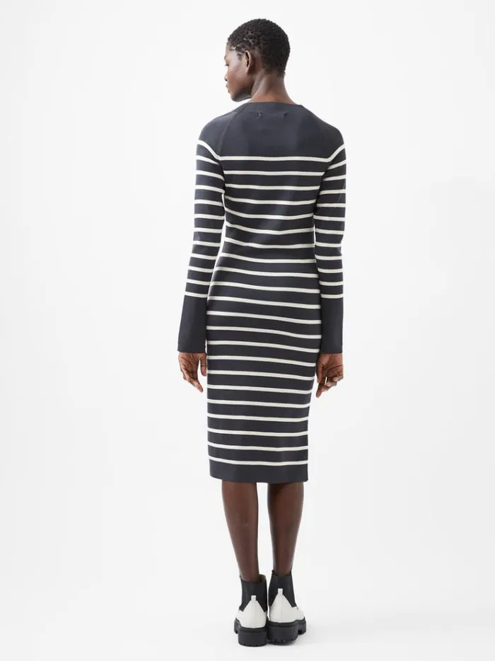 French Connection Dresses Milena Striped Knit Midi Dress Moonlesscream 8211 Woman