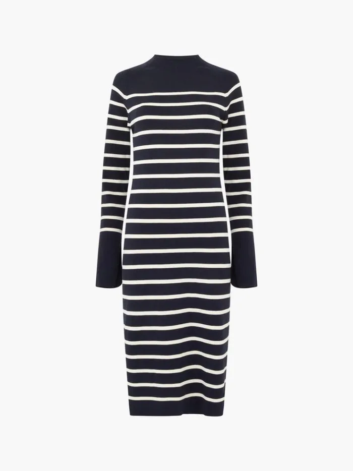 French Connection Dresses Milena Striped Knit Midi Dress Moonlesscream 8211 Woman