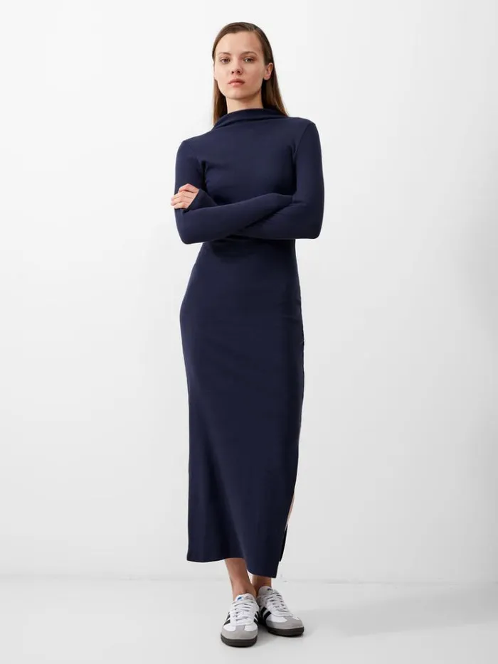 French Connection Dresses Rassia Long Sleeve Mock Dress Midi Dress Marine 8211 Woman