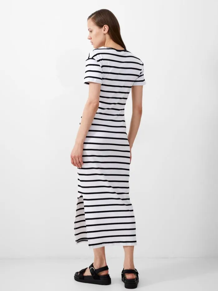 French Connection Dresses Rassia Stripe Midi Dress Blackwhite 8211 Woman