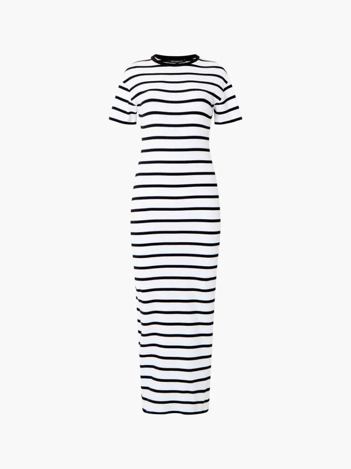 French Connection Dresses Rassia Stripe Midi Dress Blackwhite 8211 Woman