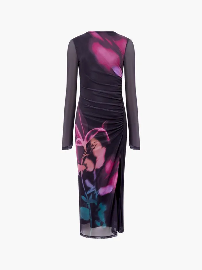 French Connection Dresses Smokey Placement Floral Dress Blackout Multi 8211 Woman
