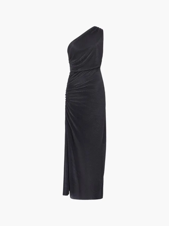 French Connection Dresses Talitha Plisse One Shoulder Maxi Dress Blackout 8211 Woman