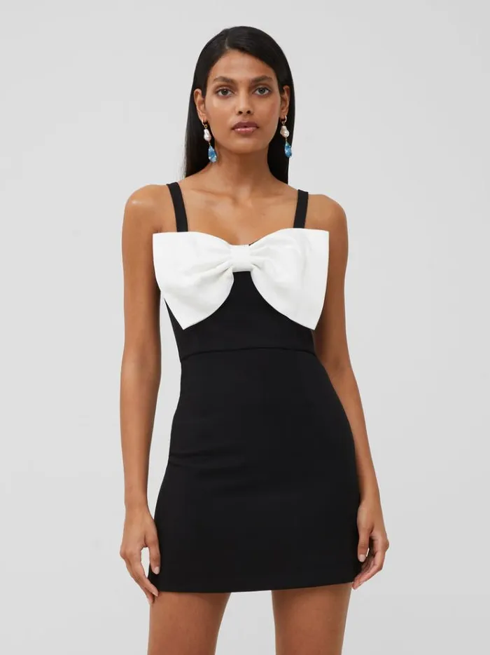 French Connection Dresses Whisper Bow Strappy Mini Dress 90 Winter Whiteblackout 8211 Woman French Connection Dresses Whisper Bow Strappy Mini Dress 90 Winter Whiteblackout 8211 Woman