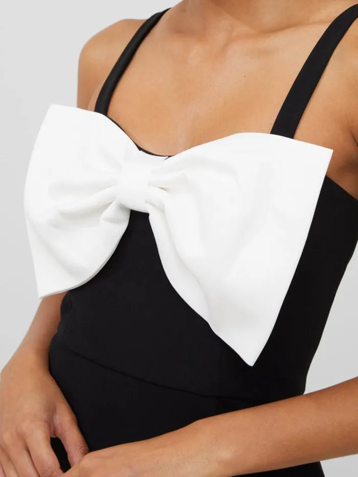 French Connection Dresses Whisper Bow Strappy Mini Dress 90 Winter Whiteblackout 8211 Woman