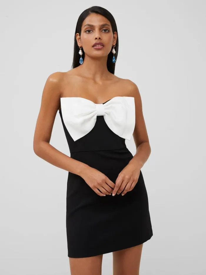 French Connection Dresses Whisper Bow Strappy Mini Dress 90 Winter Whiteblackout 8211 Woman