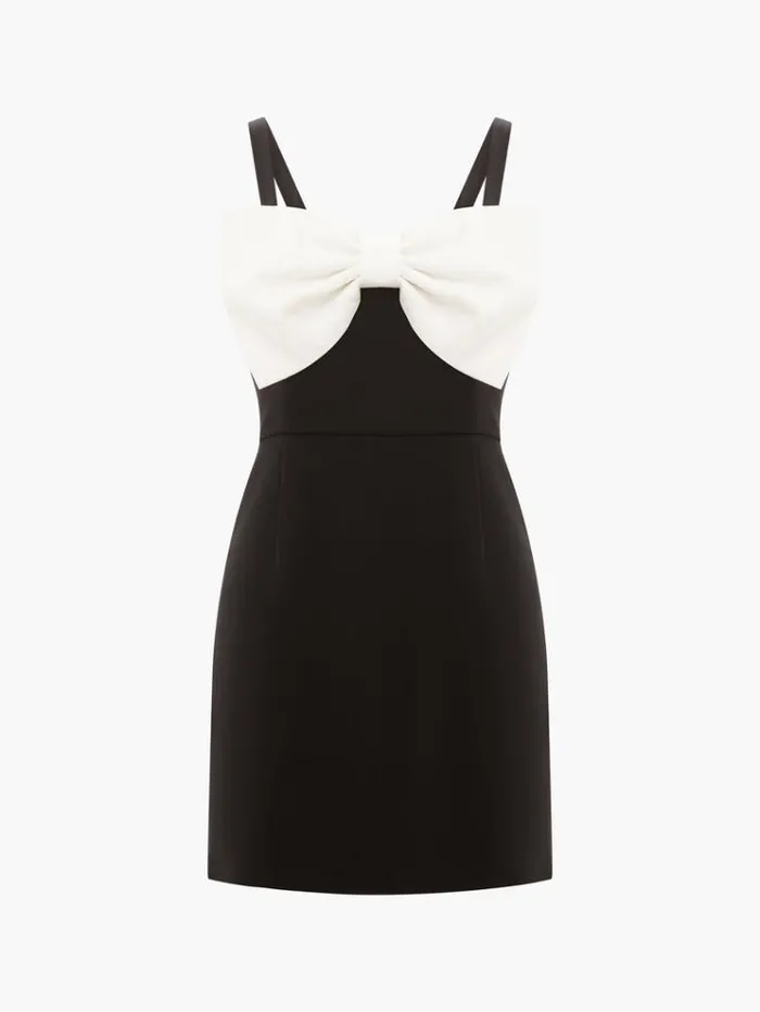 French Connection Dresses Whisper Bow Strappy Mini Dress 90 Winter Whiteblackout 8211 Woman