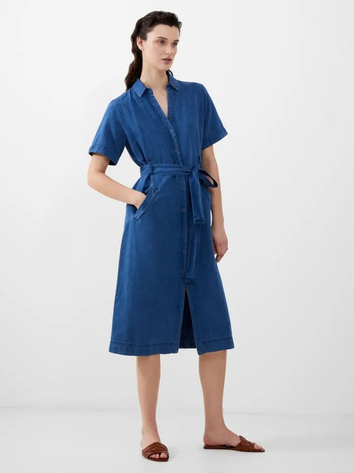 French Connection Dresses Zaves Chambray Denim Dress Light Vintage 8211 Woman