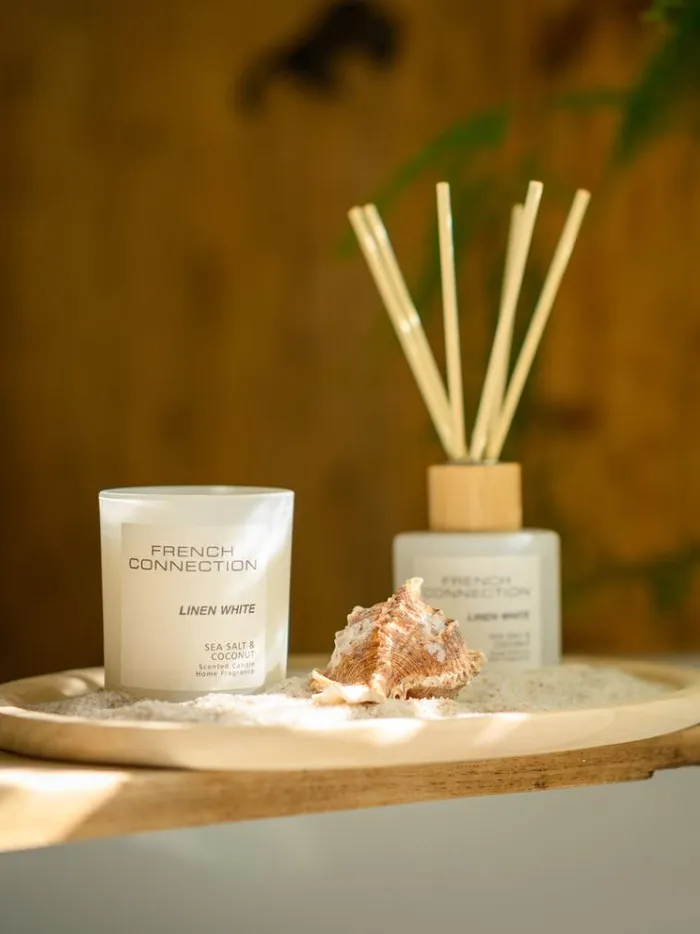 French Connection Home Accessories Linen White Serenity 200g Candle Sea Saltcoconut 8211 Home