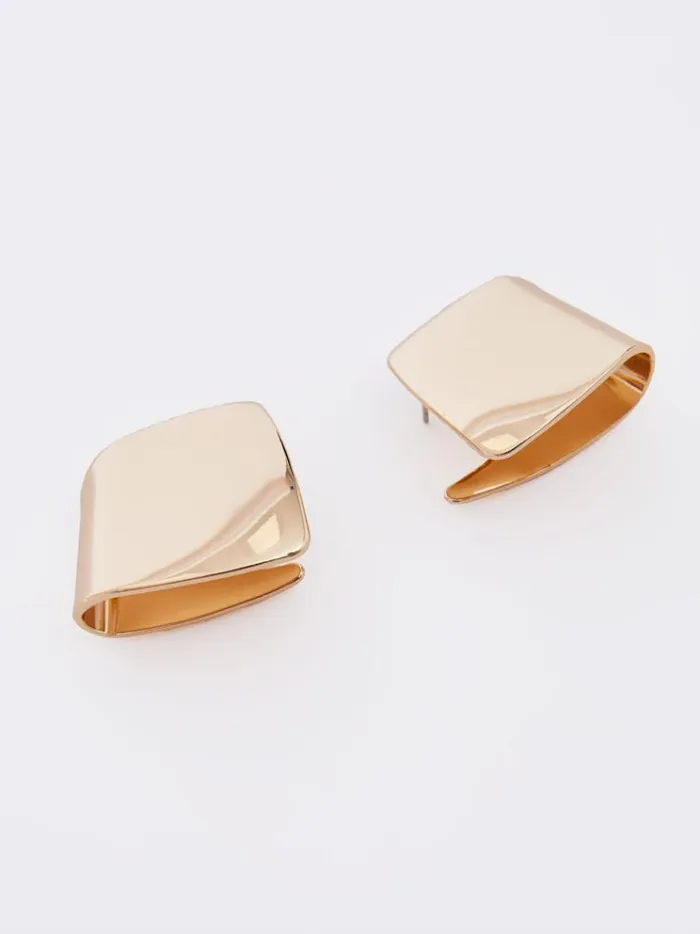 French Connection Jewellery Architectural Square Stud Earrings Gold 8211 Woman
