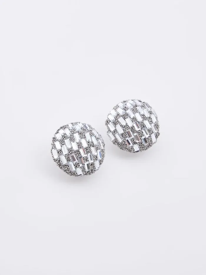 French Connection Jewellery Disco Ball Stud Earrings Silver 8211 Woman
