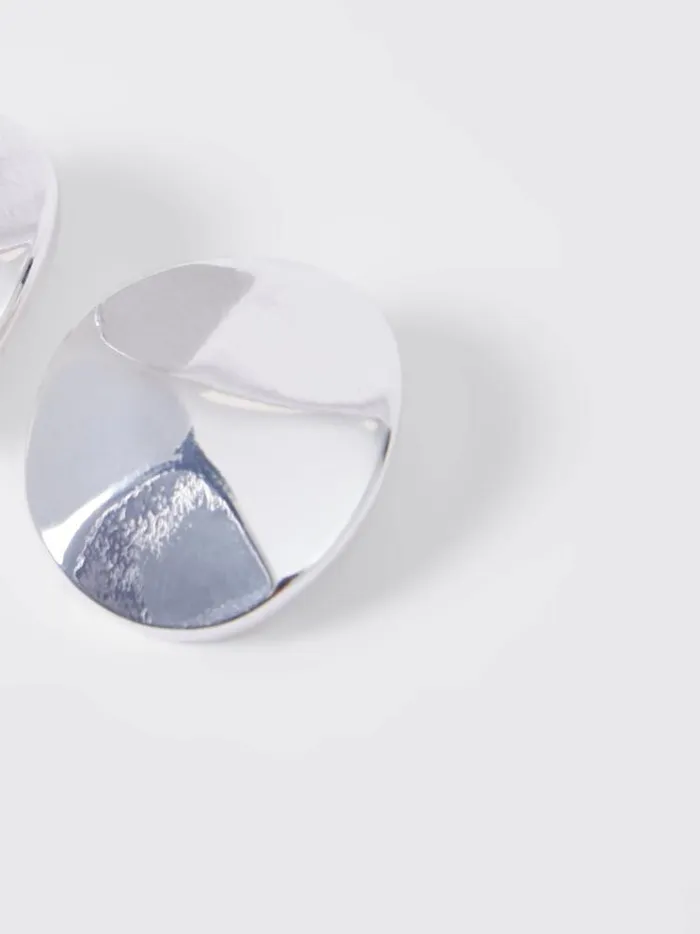 French Connection Jewellery Hammered Circular Disc Stud Earrings Silver 8211 Woman