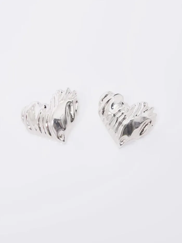 French Connection Jewellery Hammered Oversized Heart Stud Earrings Silver 8211 Woman French Connection Jewellery Hammered Oversized Heart Stud Earrings Silver 8211 Woman