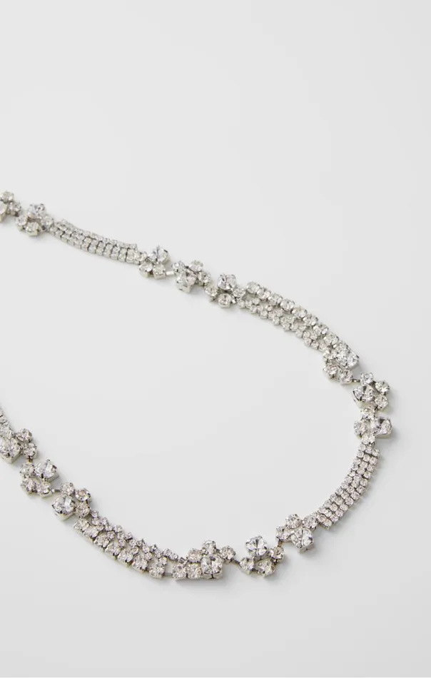 French Connection Jewellery Mixed Pattern Diamante Necklace Silverdiamante 8211 Woman