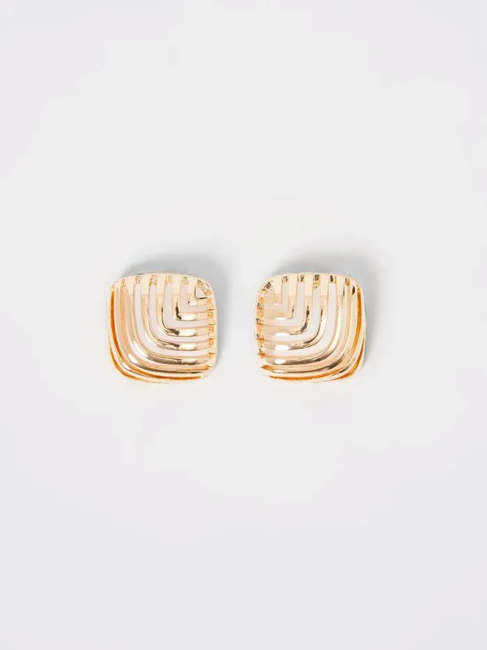 French Connection Jewellery Square Design Stud Earrings Gold 8211 Woman