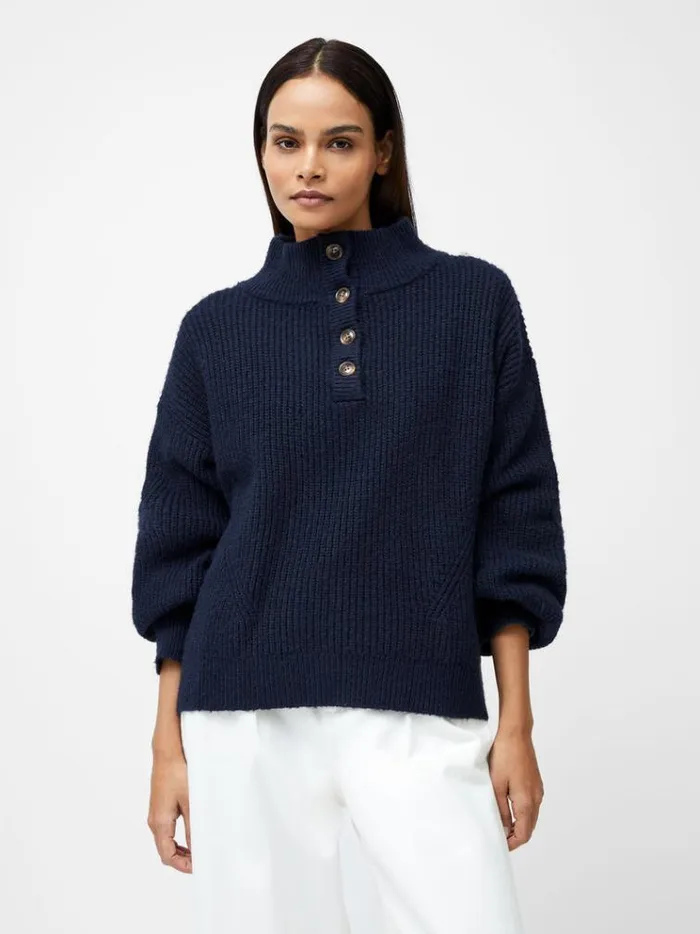 French Connection Jumpers and Cardigans 14 Button Drop Shoulder Jumper Dk Navy 8211 Woman