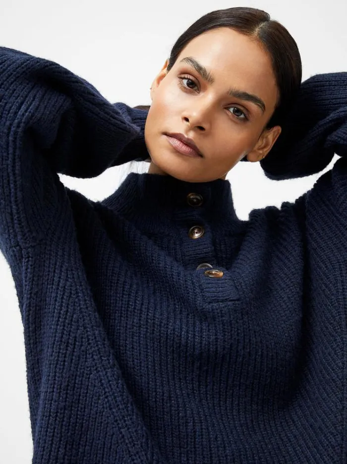 French Connection Jumpers and Cardigans 14 Button Drop Shoulder Jumper Dk Navy 8211 Woman