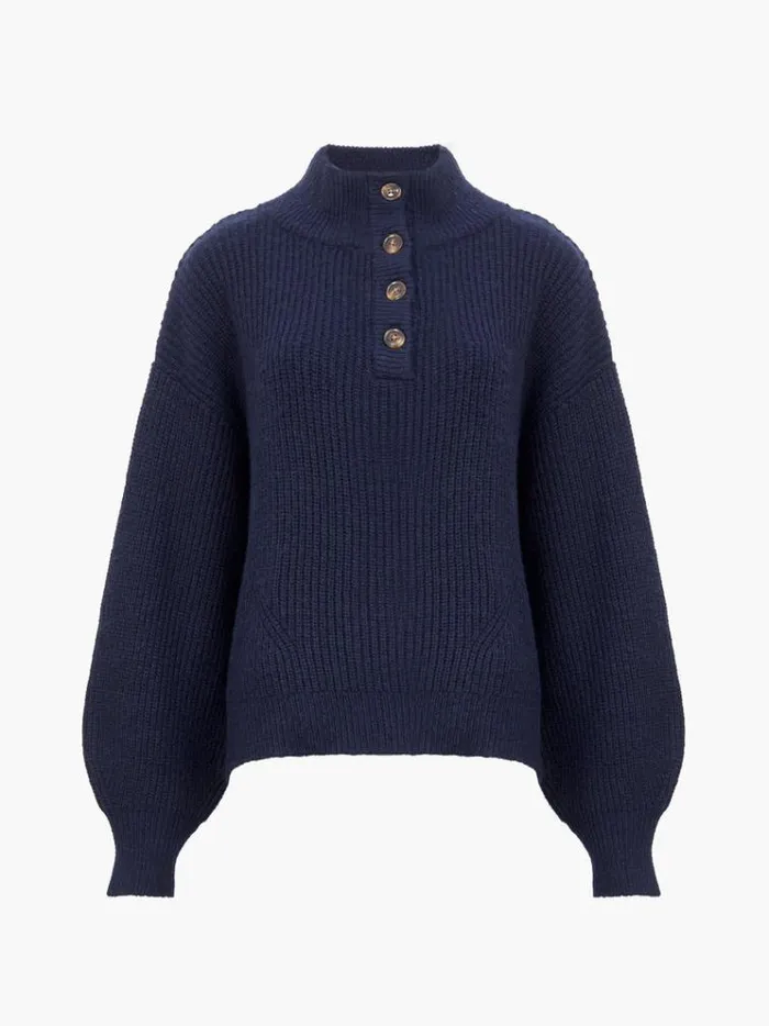 French Connection Jumpers and Cardigans 14 Button Drop Shoulder Jumper Dk Navy 8211 Woman