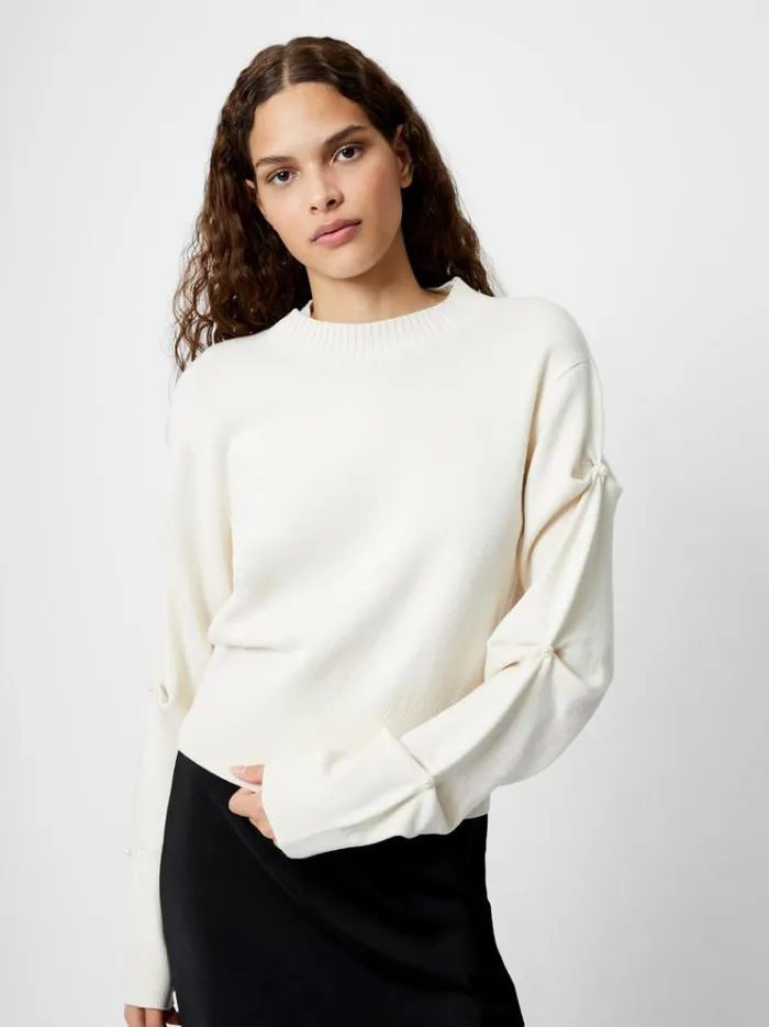 French Connection Jumpers and Cardigans Babysoft Faux Pearl Sleeve Crew Neck Jumper Classic Cream 8211 Woman French Connection Jumpers and Cardigans Babysoft Faux Pearl Sleeve Crew Neck Jumper Classic Cream 8211 Woman