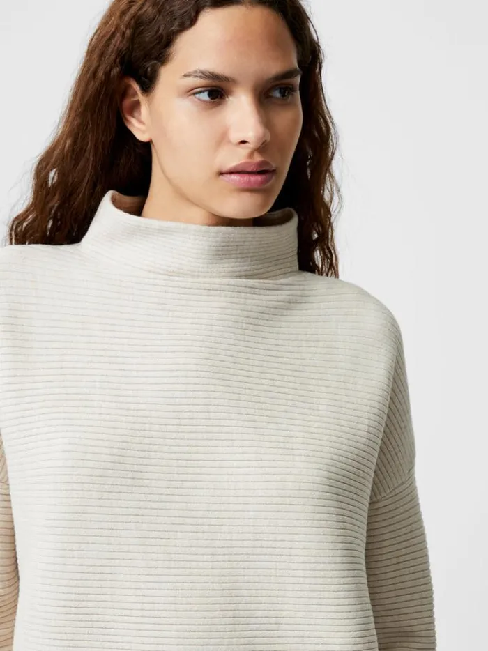 French Connection Jumpers and Cardigans Babysoft Rib Mock Neck Jumper Light Oatmeal Mel 8211 Woman