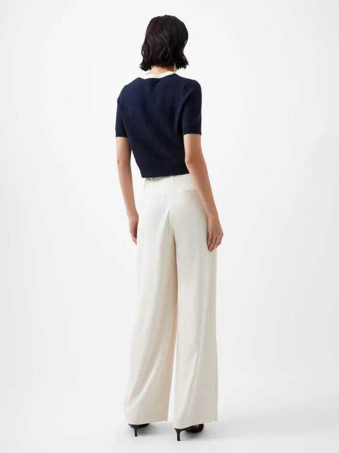 French Connection Jumpers and Cardigans Babysoft Short Sleeve Top Marineclassic Cream 8211 Woman