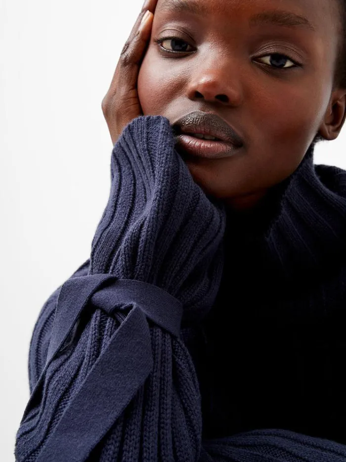 French Connection Jumpers and Cardigans Babysoft Tie Sleeve Jumper Marine 8211 Woman