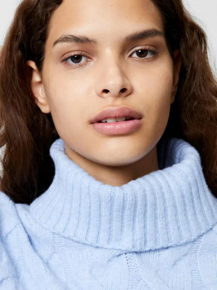 French Connection Jumpers and Cardigans Cable Knit Roll Neck Jumper Crystal Clear 8211 Woman