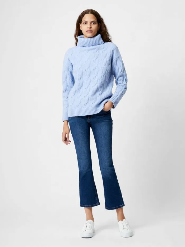 French Connection Jumpers and Cardigans Cable Knit Roll Neck Jumper Crystal Clear 8211 Woman