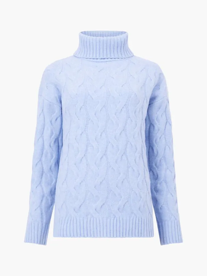 French Connection Jumpers and Cardigans Cable Knit Roll Neck Jumper Crystal Clear 8211 Woman