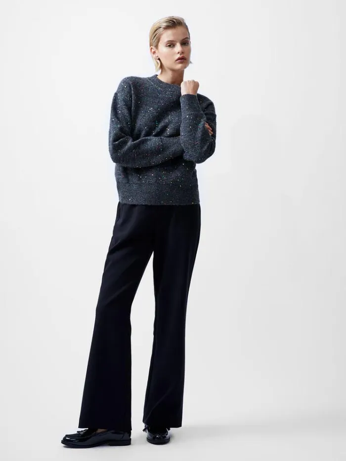 French Connection Jumpers and Cardigans Janet Sequins Soft Jumper Grey 8211 Woman